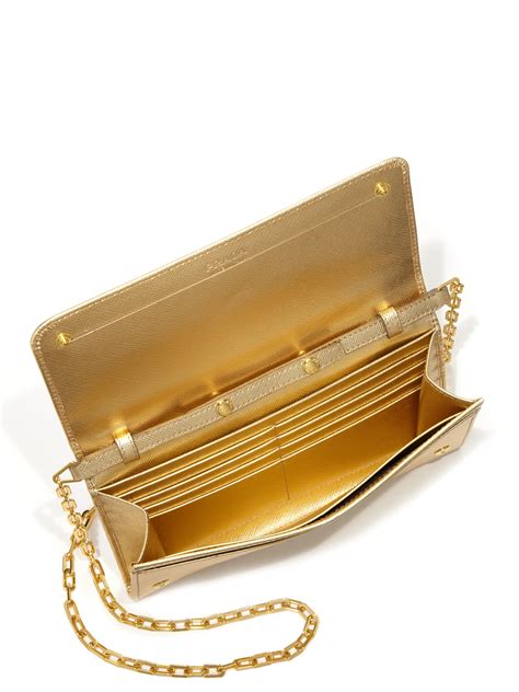 prada gold wallet on a chain|authentic prada wallet sale.